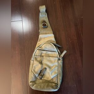 Olive Italian leather Sling Bag
